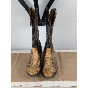 Vintage Nocana Python Snakeskin Cowboy Boots Men's Size 10 D